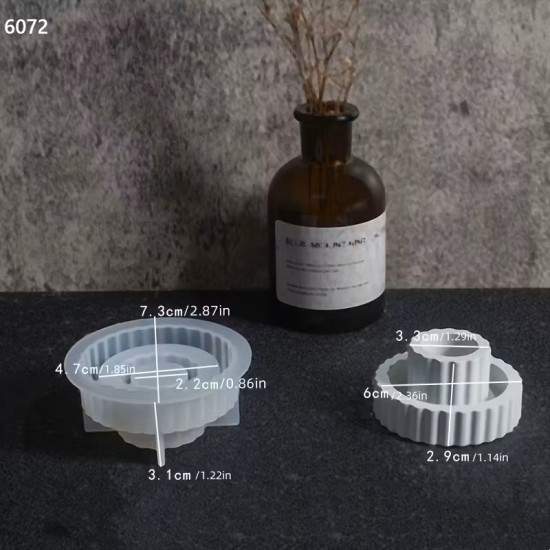 YY6072 Çizgili Tasarım Şamdanlık Silikon Kalıp